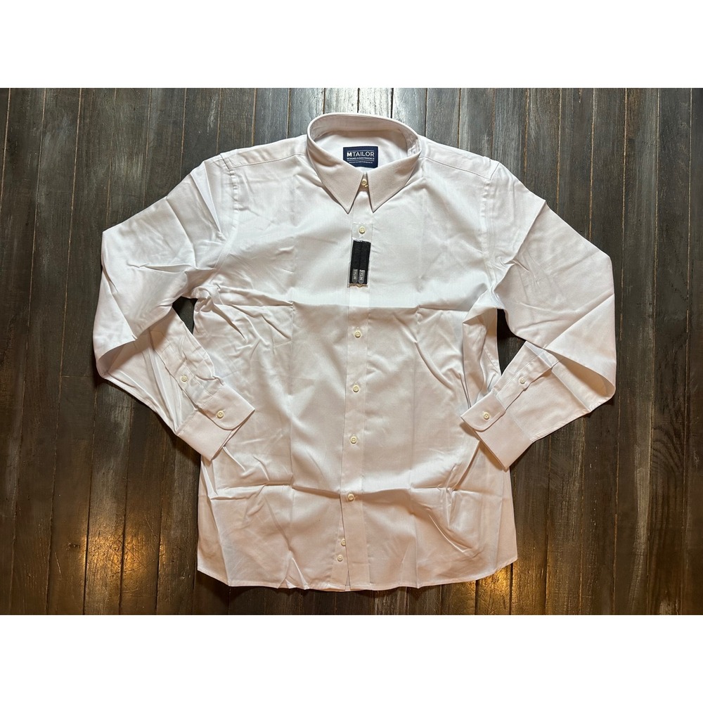 MTailor Mens White Textured Button Down Dress Shirt Monogram MSM
